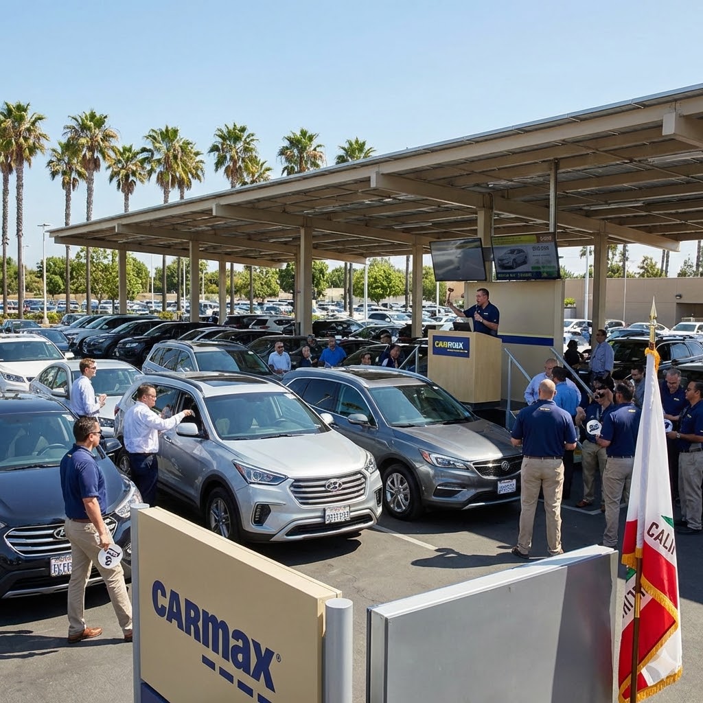 People at carmax auction trying to buy used cars in California