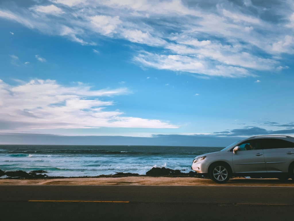 Car Driving on California Beach Highway