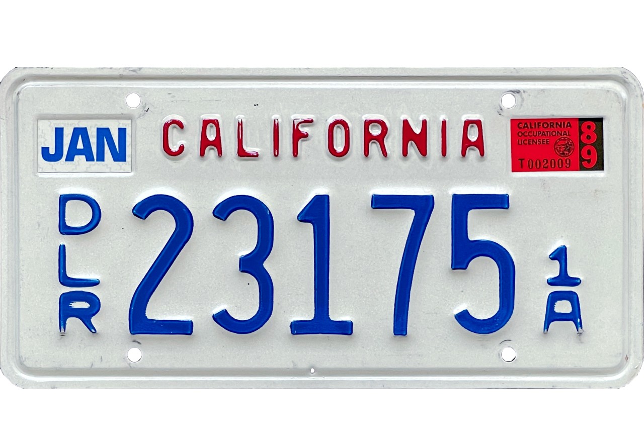 Dealer license plates in California