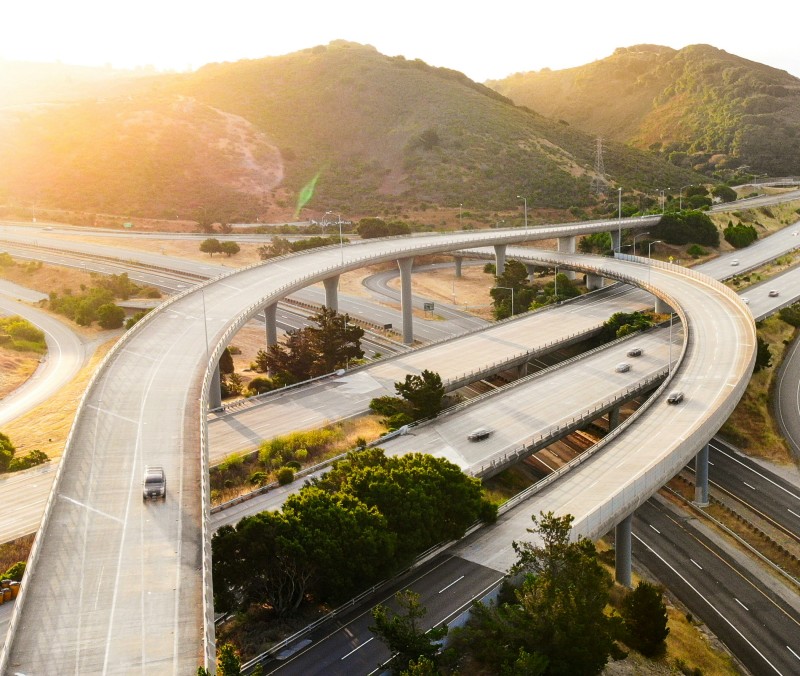 Car driving on sunny california highway