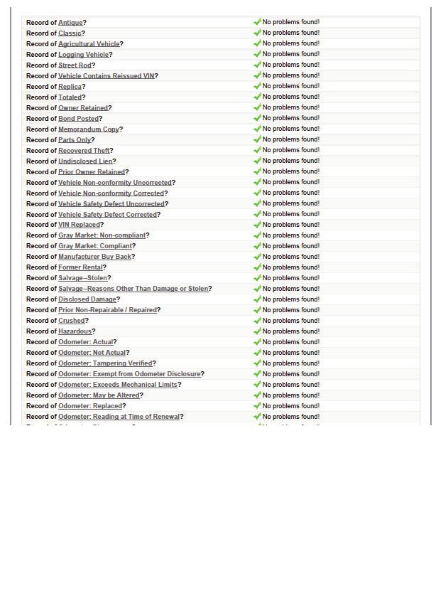 NMVTIS vehicle history report example