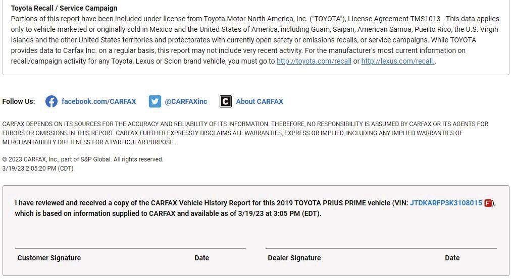 Carfax vehicle history report example