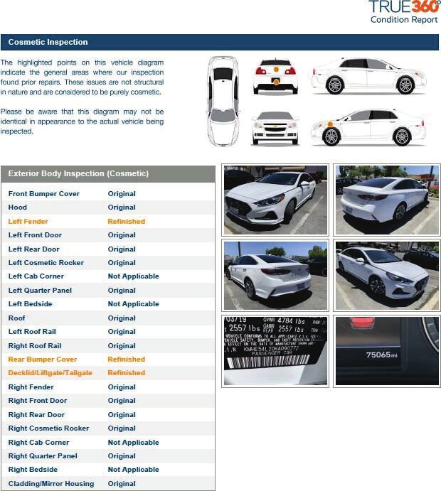TrueFrame vehicle inspection report example