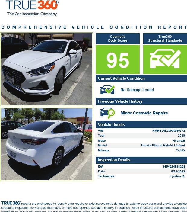 TrueFrame vehicle inspection report example