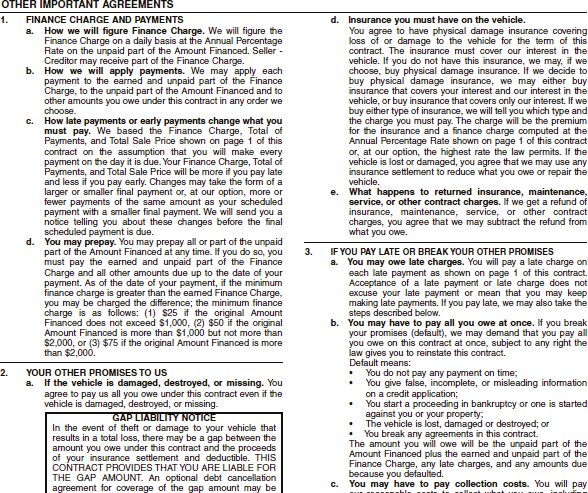 Page 6 of a conditional sales contract example